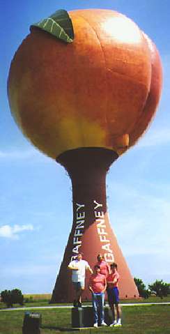 In Georgia, everything is a peachtree, even the water tower from Gaffney from our FIRST REAL TOUR.
